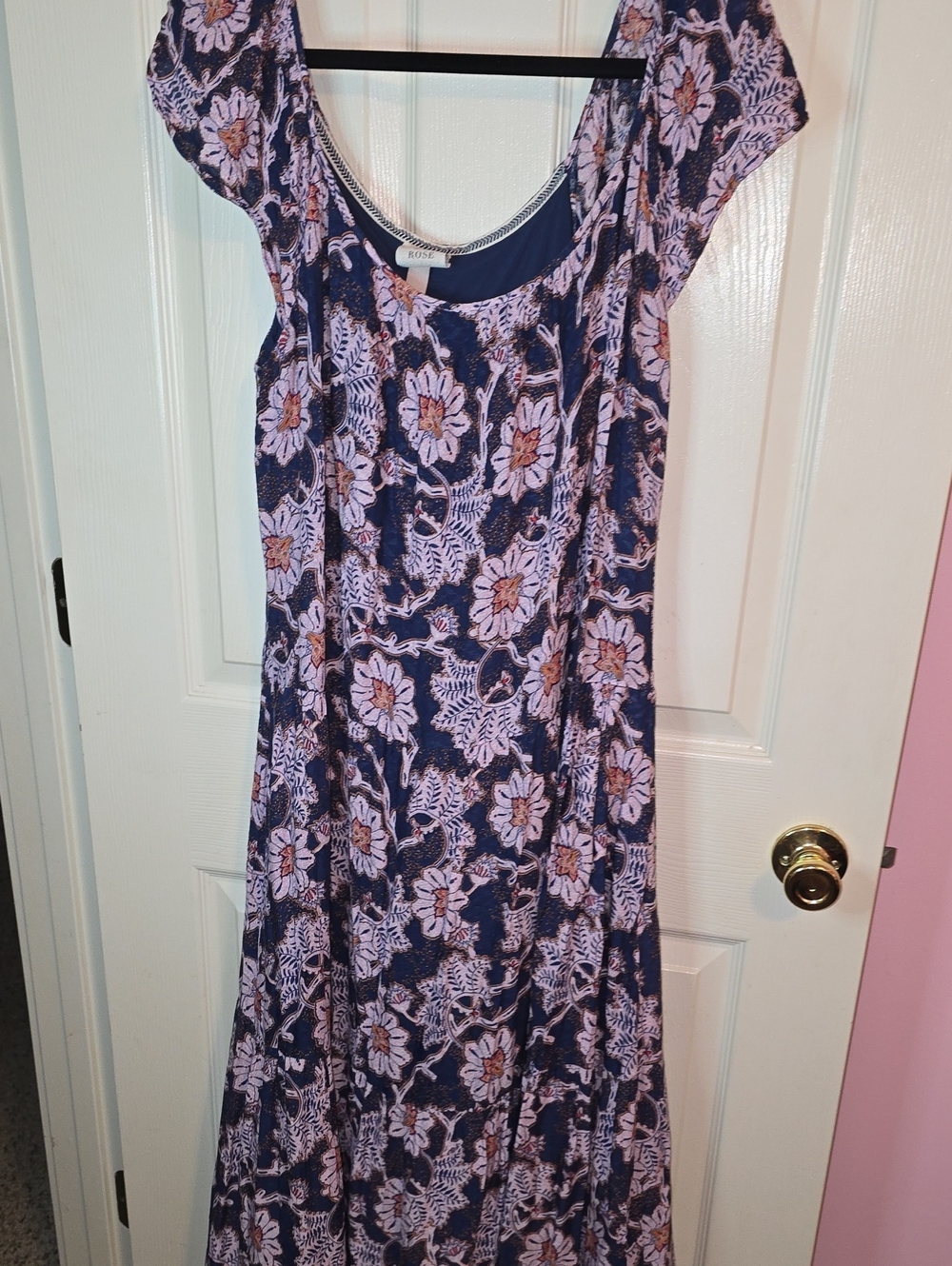 Knox Rose Navy Maxi Dress with Pink Floral Print